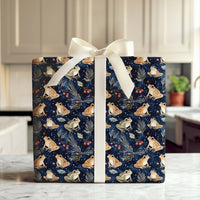 Botanical Nature Holiday Gift Wrap, Watercolor Frog Wrapping Paper, Christmas Frog Wrapping Paper, Winter Holly Berry Floral Wrapping Paper