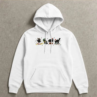 Festive Kitten Graphic Hoodie, Christmas Black Cat Hoodie, Humorous Cat Lover Holiday Hoodie, Adorable Animal Winter Pullover Sweatshirt, Xmas Present
