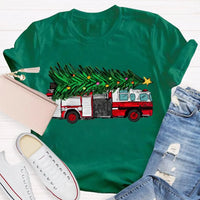 Retro Red Truck Holiday Graphic Tee, Vintage Christmas Tree Truck T-Shirt, Merry Christmas Winter Shirt, Xmas Present for Men and Women