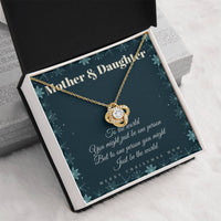 Christmas Present for Mom from Daughter, Love Knot Necklace for Mom, 18k Yellow Gold Finish Necklace, Cubic Zirconia Crystal Pendant Necklace
