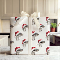 Santa Hat Reptile Holiday Gift Wrap, Snake Christmas Wrapping Paper, Watercolor Serpent Wrapping Paper, Humorous Animal Festive Wrapping Paper