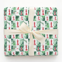 Watercolor Checkerboard Gift Wrap, Chess Christmas Wrapping Paper, Red Chess Pieces Wrapping Paper, Holiday Board Game Wrapping Paper