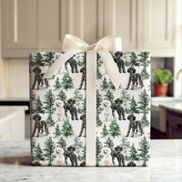 Winter Forest Dog Gift Wrap, Poodle Christmas Wrapping Paper, Watercolor Poodle Holiday Wrapping Paper, Xmas Dog Lover Wrapping Paper Roll