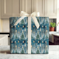Snowy NYC Skyline Holiday Gift Wrap, New York City Christmas Wrapping Paper, Watercolor Cityscape Present Paper, Winter City Present Wrap