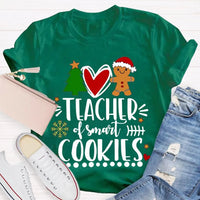 Christmas Tree Holiday Teacher Shirt, Teacher of Smart Cookies T-Shirt, Humorous Teacher Xmas Tee, Adorable School Educator Present T-Shirt