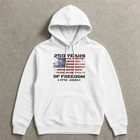 250 Years of Freedom Hoodie | Distressed American Flag 1776-2026 Graphic | Premium Cotton-Polyester Blend | Patriotic Gift for Americana Fans