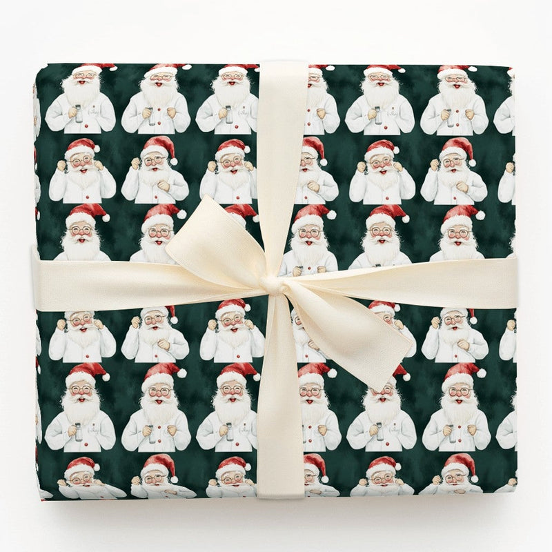 Lab Coat Scientist Christmas Gift Wrap, Doctor Santa Wrapping Paper, Medical Nurse Holiday Present Paper, Science Xmas Wrapping Paper