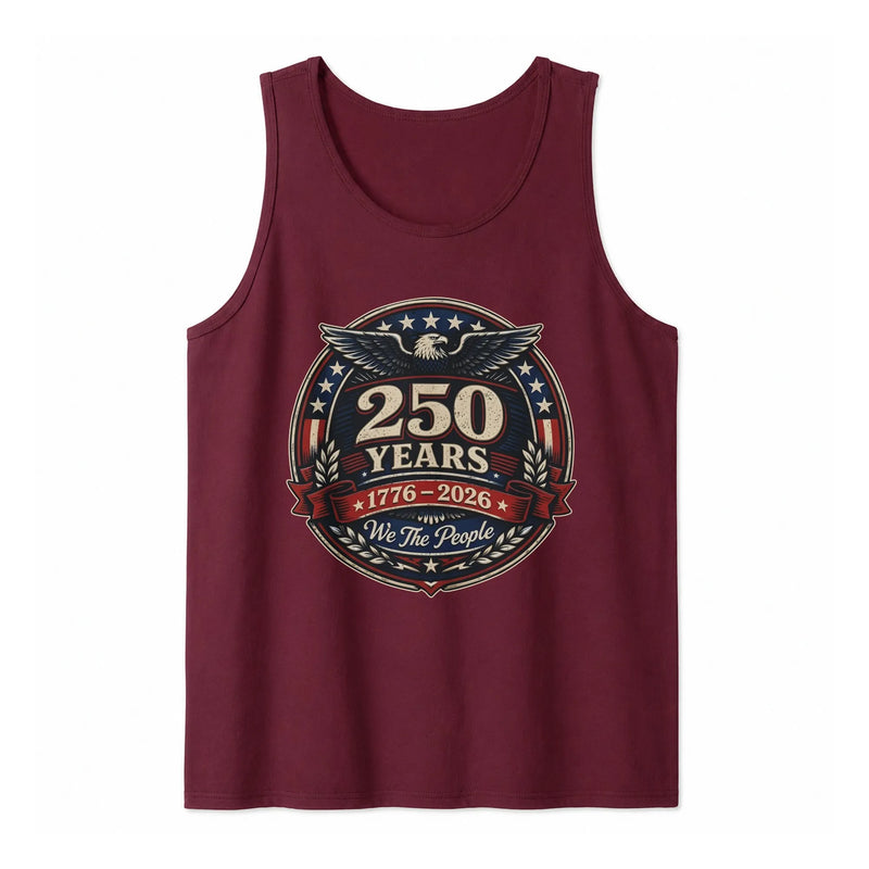 America 250 Years Tank Top | 1776-2026 Semiquincentennial Eagle Badge Art | Soft Breathable Unisex Fit | Patriotic Gift for History Lovers