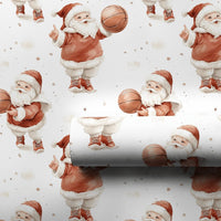 Dribbling Santa Claus Gift Wrap, Basketball Santa Wrapping Paper, Sports Christmas Present Paper, Holiday Basketball Fan Gift Wrapping Paper