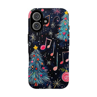 Festive Holiday Musical Score Phone Cover, Christmas Music Notes iPhone Case, Dual Layer TPU Tough Case, Xmas Present for Musician Music Lover