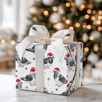 Watercolor Santa Hat Bird Gift Wrap Roll, Pigeon Christmas Wrapping Paper, Whimsical Holiday Wrapping Paper, Urban Bird Lover Gift Wrap