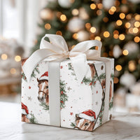 Rustic Equestrian Holiday Gift Wrap, Watercolor Horse Christmas Wrapping Paper, Country Farmhouse Gift Wrapping Paper, Xmas Roll Gift Wrap