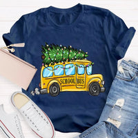 Festive Holiday Bus Driver Tee, School Bus Christmas Tree T-Shirt, Christmas Bus Graphic Shirt, Adorable Winter Xmas Tee, Teacher Holiday Present