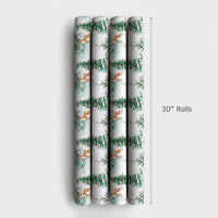 Snowy Forest Christmas Wrapping Paper, Watercolor Reindeer Wrapping Paper, Winter Tree Gift Wrap, Holiday Present Wrapping Paper