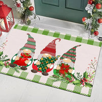 Holiday Gnome Kitchen Floor Mat, Christmas Gnome Area Rug, Festive Winter Living Room Rug, Non-Slip Washable Bedroom Accent Rug Carpet