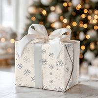 Neutral Winter Gift Wrap, Muted Snowflake Wrapping Paper, Minimalist Blue Beige Wrapping Paper, Elegant Christmas Holiday Wrapping Paper