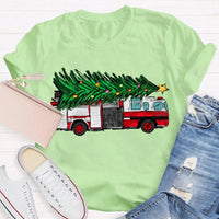 Retro Red Truck Holiday Graphic Tee, Vintage Christmas Tree Truck T-Shirt, Merry Christmas Winter Shirt, Xmas Present for Men and Women