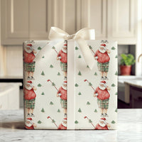Humorous Christmas Golf Gift Wrap, Golfing Santa Wrapping Paper, Golfer Holiday Wrapping Paper, Plaid Shorts Santa Christmas Paper Roll