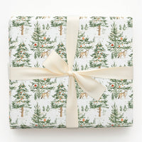 Snowy Forest Christmas Gift Wrap, Watercolor Wolf Wrapping Paper, Rustic Winter Holiday Wrapping Paper, Nature Animal Present Wrapping Paper