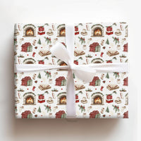Book Lover Holiday Gift Wrap, Comfy Fireplace Christmas Wrapping Paper, Rustic Winter Books Stockings Wrapping Paper, Festive Xmas Gift Wrap