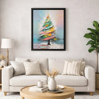 Colorful Xmas Tree Print, Abstract Christmas Tree Wall Art Digital Download, Modern Holiday Poster, Printable Festive Canvas Decor