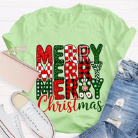 Festive Holiday Graphic T-Shirt, Merry Christmas Plaid Snowflakes Shirt, Buffalo Plaid Christmas Tee, Winter Season Womens Apparel