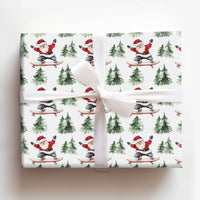Pine Tree Santa Gift Wrap, Skateboarding Santa Wrapping Paper, Whimsical Skater Santa Wrapping Paper, Humorous Christmas Holiday Present Wrap