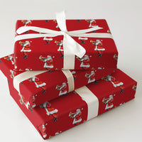 Red Musical Christmas Gift Wrap, Santa Playing Trumpet Wrapping Paper, Vintage Santa Claus Wrapping Paper, Holiday Present Wrapping Paper