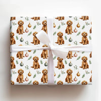 Adorable Dog Holiday Gift Wrap, Cavapoo Christmas Wrapping Paper, Watercolor Puppy Present Wrap, Dog Lover Christmas Present Paper Roll Supplies
