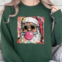 Retro Bubblegum Santa Crewneck, Cool Santa Bubble Gum Sweatshirt, Humorous Santa Christmas Sweater, Vintage Holiday Graphic Sweatshirt Present