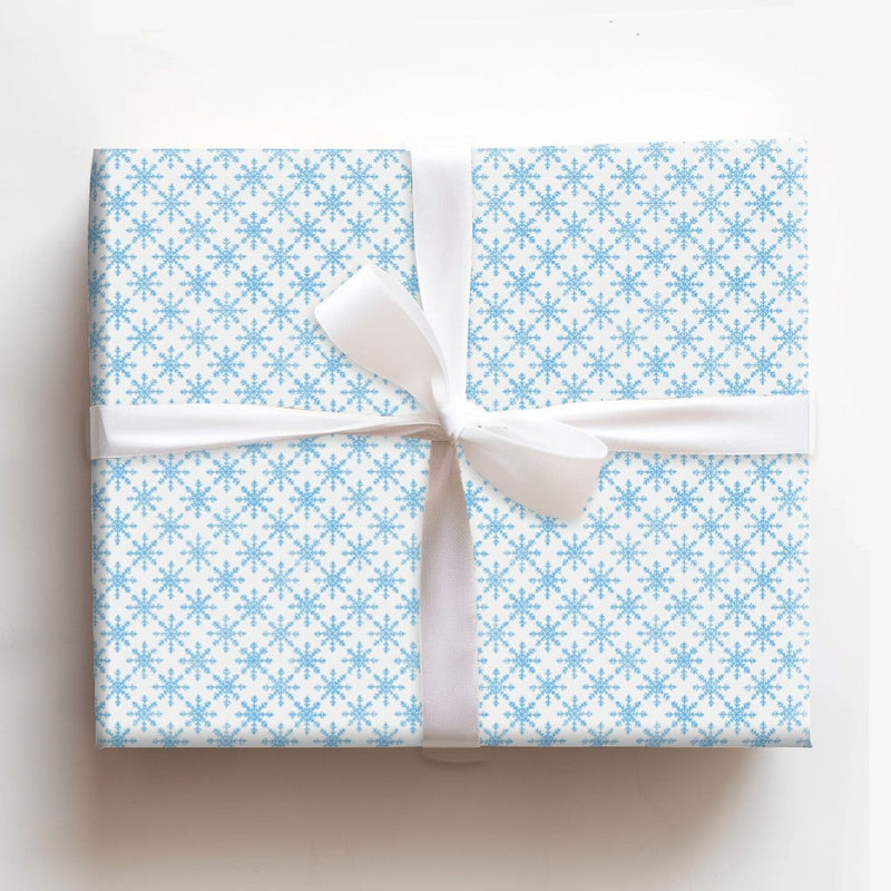 Winter Holiday Gift Wrap, Blue Snowflake Wrapping Paper, Light Blue Snowflake Present Paper, Geometric Christmas Gift Wrap