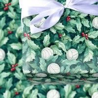 Holly Berry Sports Gift Wrap, Volleyball Christmas Wrapping Paper, Holiday Volleyball Present Paper, Volleyball Coach Gift Wrapping Paper