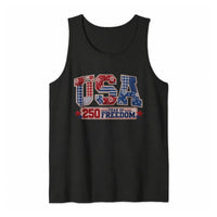 USA 250 Year of Freedom Tank Top | Patriotic Patchwork Quilt Style Americana Design | Soft Breathable Unisex Fit | 4th of July Gift for Patriots