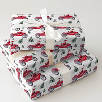 Vintage Car Christmas Gift Wrap, Santa Red Race Car Wrapping Paper, Watercolor Auto Holiday Present Paper, Driver Xmas Gift Wrap