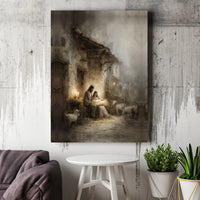 Holy Family Nativity Wall Art, Nativity Scene Canvas Print, Christmas Nativity Poster, Christian Wall Decor Printable, Digital Download