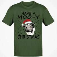 Humorous Holiday Cow Shirt, Have a Moo-y Christmas T-Shirt, Christmas Farmer Graphic Tee, Xmas Animal Lover T-Shirt, Holiday Present
