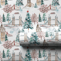 Tower Bridge Landmark Gift Wrap, London Big Ben Christmas Wrapping Paper, UK City Holiday Wrapping Paper, British Winter Present Wrap Roll