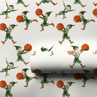 Vintage Basketball Elf Gift Wrap, Basketball Elves Wrapping Paper, Christmas Elf Wrapping Paper, Sports Holiday Gift Wrap, Kids Athlete Present