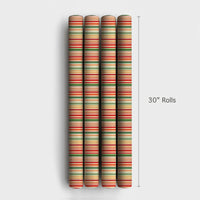 Red and Green Holiday Gift Wrap, Vertical Stripe Christmas Wrapping Paper, Retro Striped Wrapping Paper Roll, Festive Xmas Gift Wrap Paper