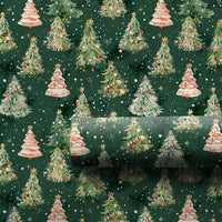 Forest Tree Holiday Gift Wrap, Watercolor Christmas Tree Wrapping Paper, Snowy Winter Wrapping Paper, Festive Xmas Gift Wrap Paper