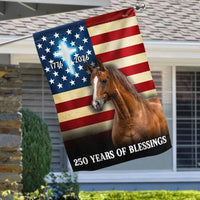 Horse American Flag Garden Flag | 250 Years of Blessings 1776-2026 | Christian Cross Patriotic Decor | Double-Sided Premium Polyester