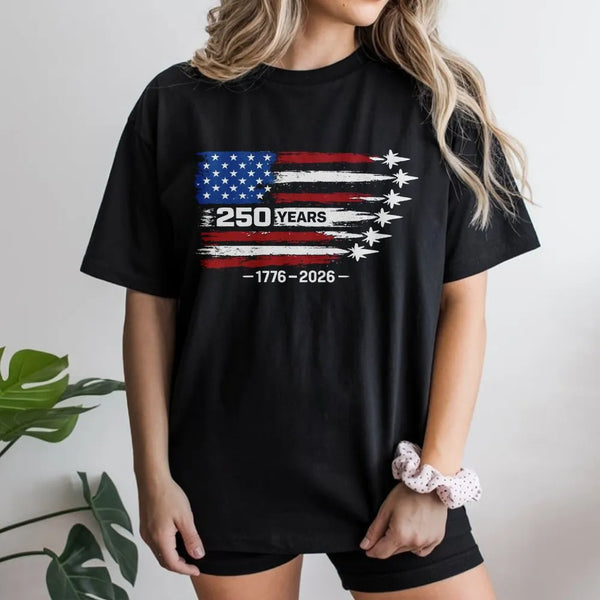 America 250 Years T-Shirt | 1776-2026 Distressed Flag Design | Soft Breathable Cotton Tee | Patriotic Gift for History Buffs