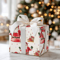 Ice Cream Santa Claus Gift Wrap, Dancing Santa Wrapping Paper, Polka Dot Holiday Wrapping Paper, Sweet Christmas Gift Wrapping Paper