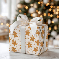 Holiday Cookie Pattern Gift Wrap Paper, Gingerbread Man Christmas Wrapping Paper, Adorable Winter Holiday Present Paper, Xmas Gift Wrap