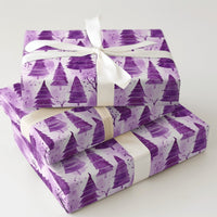 Watercolor Winter Forest Gift Wrap, Purple Christmas Tree Wrapping Paper, Lavender Botanical Holiday Wrapping Paper, Xmas Gift Wrap Roll