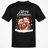 Adorable Holiday Kitty Graphic Tee, Merry Christmas Santa Cats T-Shirt, Festive Cat Lover Winter Shirt, Xmas Animal T-Shirt