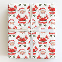 Watercolor Santa Claus Reading Book Gift Wrap, Reading Santa Wrapping Paper, Classic Christmas Gift Wrapping Paper, Holiday Book Lover Wrap