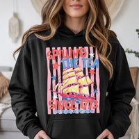 Spilling The Tea Hoodie | 250 Years of Freedom Since 1773 Patriotic Design | Soft Cotton-Polyester Blend | Gift for American History Lovers