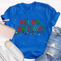 Festive School Holiday Shirt, Merry Christmas Lights Teacher T-Shirt, Adorable Christmas Teacher Graphic Tee, Xmas Educator Present for Teacher