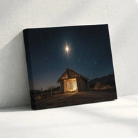 Star of Bethlehem Canvas Print, Nativity Scene Canvas Wall Art, Rustic Manger Holy Night Canvas, Religious Christmas Decor Present